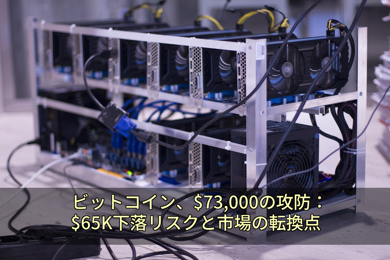 ビットコイン、$73,000の攻防：$65K下落リスクと市場の転換点