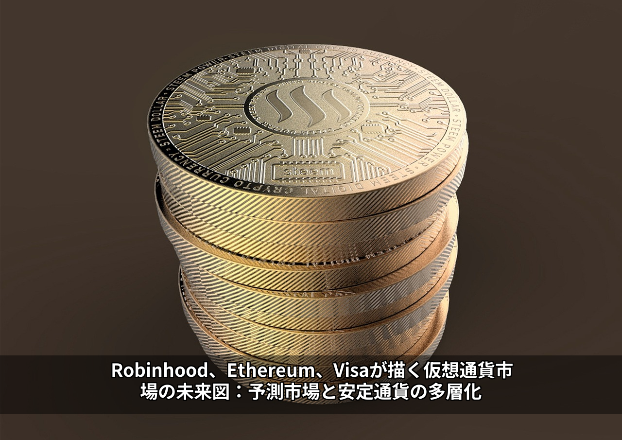Robinhood、Ethereum、Visaが描く仮想通貨市場の未来図:予測市場と安定通貨の多層化