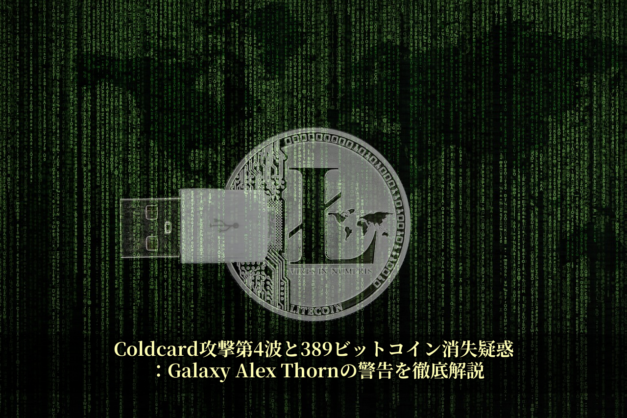 Coldcard攻撃第4波と389ビットコイン消失疑惑：Galaxy Alex Thornの警告を徹底解説