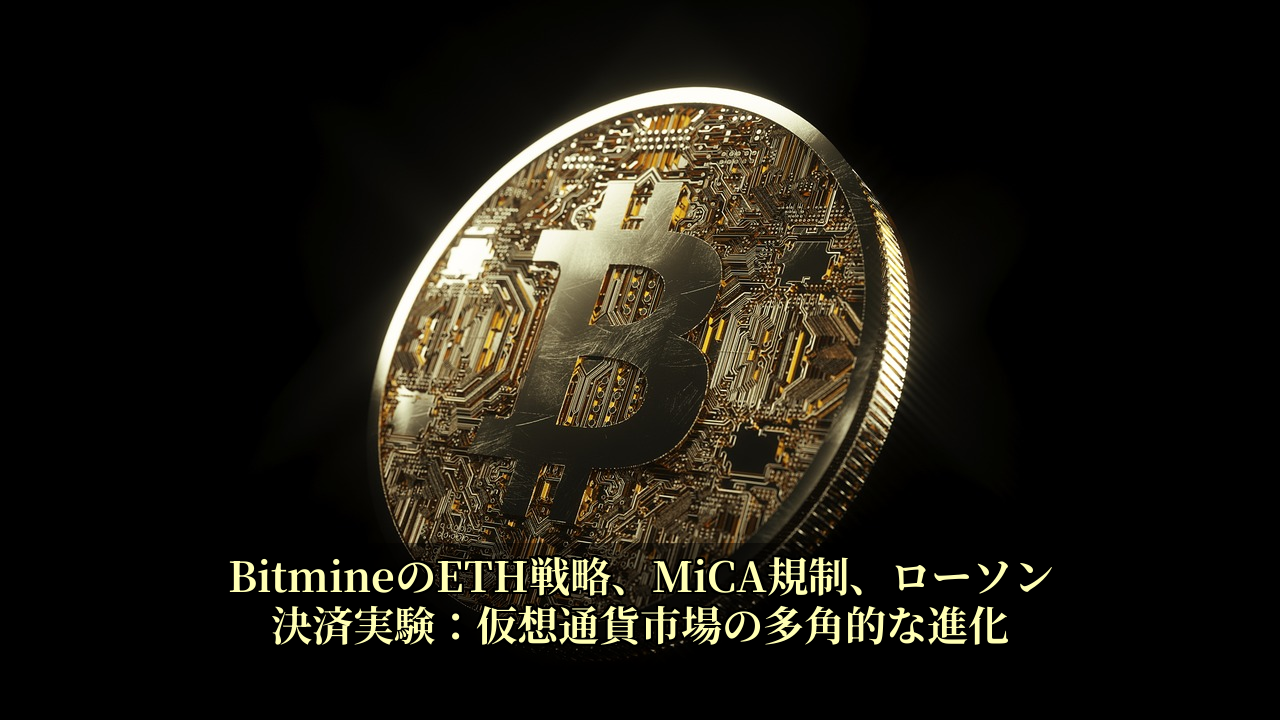 BitmineのETH戦略、MiCA規制、ローソン決済実験：仮想通貨市場の多角的な進化