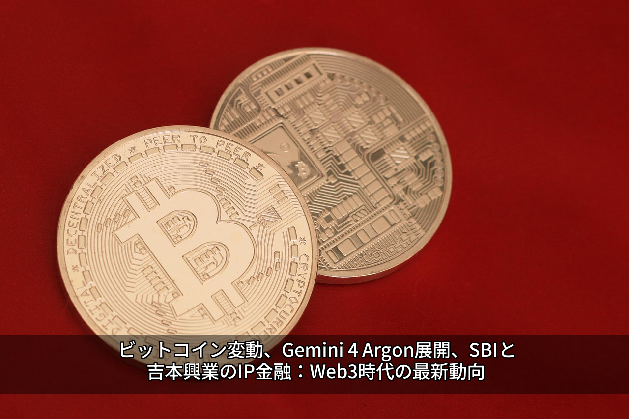 ビットコイン変動、Gemini 4 Argon展開、SBIと吉本興業のIP金融：Web3時代の最新動向